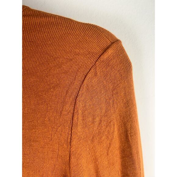Wilfred Long Sleeve Mock Neck Top Size Large Orange Modal Ribbed Stretch - Picture 10 of 11